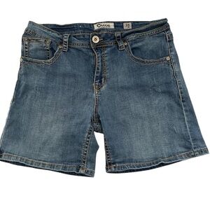 Charme Denim Shorts Size 32 Blue Mid Rise Distressed Stretch Jean Shorts